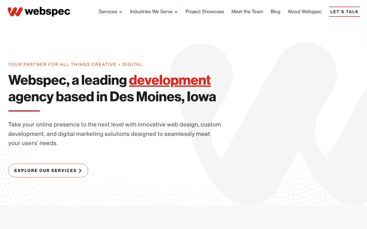 Webspec homepage, captured September 28, 2026